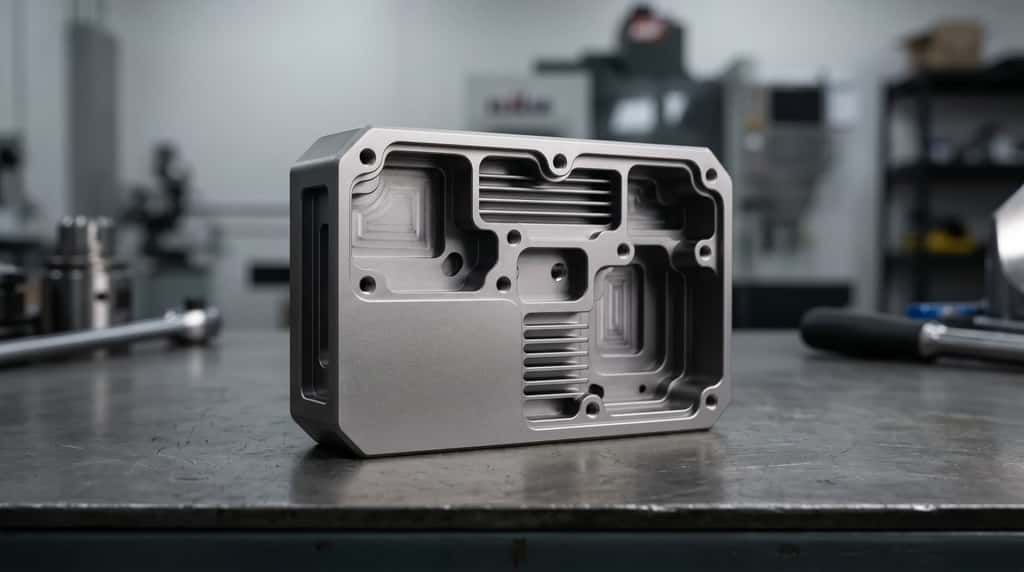 Machined metal part for low volume production machining.
